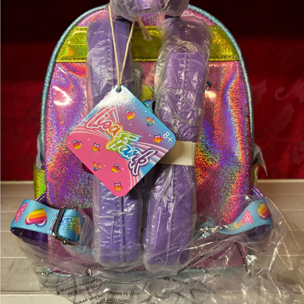 Loungefly Lisa Frank Color Block Mini Backpack Double Strap Shoulder Bag Purse - Picture 2 of 2